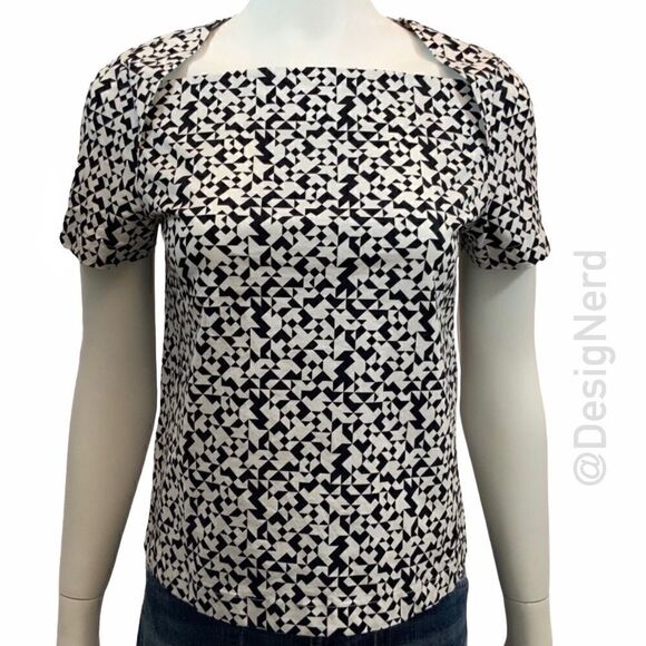 KATE SPADE FOLD OVER TOP IN TINY QUILT PRINT BLACK & WHITE XS COTTON POPLIN - Picture 1 of 7